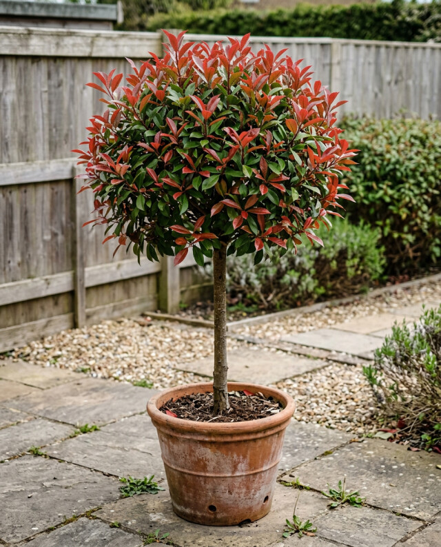 Photinia op stam AI genereerd